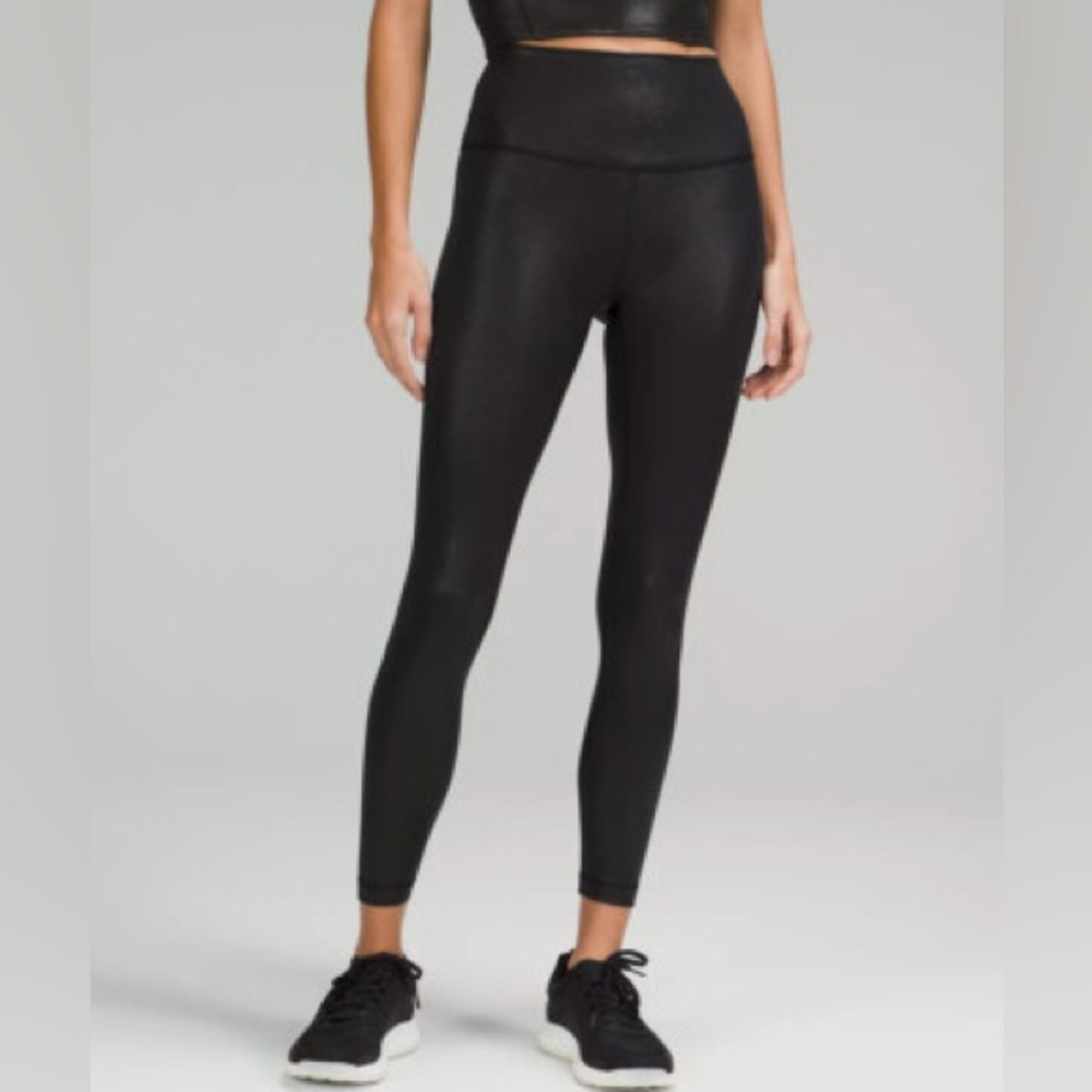lululemon Wunder Train HR 25” Foil leggings size 2 black